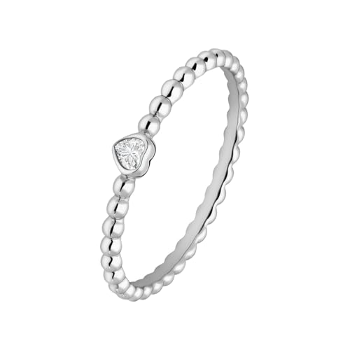 Lucardi - Damen Silberner Ring Kugel mit Herz Zirkonia - Ring - 925 Silber - Silberfarbig - 18/57 mm - Nickelfrei von Lucardi