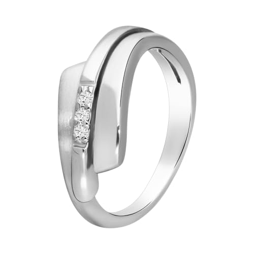 Lucardi - Damen Silberner Ring mattglänzend mit Zirkonia - Ring - 925 Silber - Silberfarbig - 19.5/62 mm - Nickelfrei von Lucardi