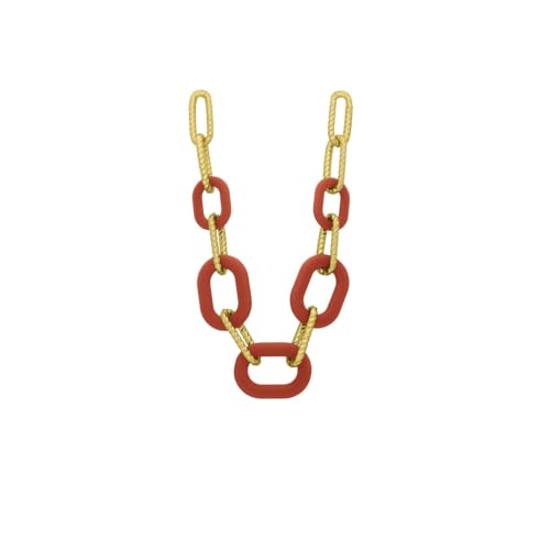 Lucardi Damen Stalen goldplatted chunky ketting met oranje schakels - ketting - staal - goudkleurig - 47 cm, 47, Staal, Geen von Lucardi