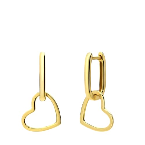 Lucardi - Damen Vergoldete Ohrringe aus 925er Silber mit einem hängenden Herz - Ohrringe - 925 Silber - Gelbgold legiert - Nickelfrei Lucardi - Damen Vergoldete Ohrringe aus 925er Silber mit einem hängenden Herz - Ohrringe - 925 Silber - Gelbgold legiert - Nickelfrei von Lucardi