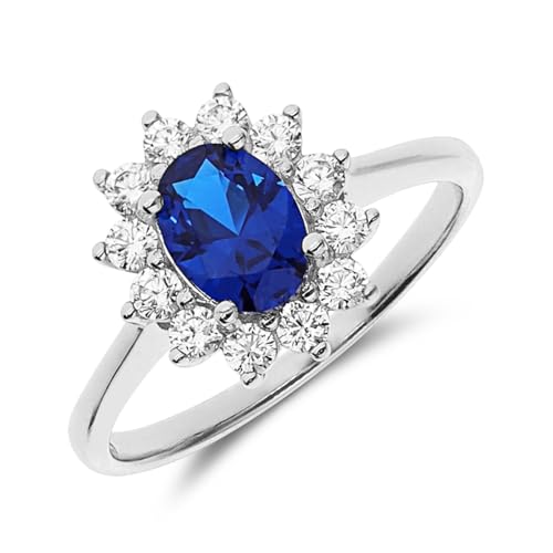 Lucardi Damen Zilveren Ring met blauwe zirkonia – Ring – 925 Zilver – Zilverkleurig – 15,50/49 mm, 16, Zilver, Zirkonia von Lucardi