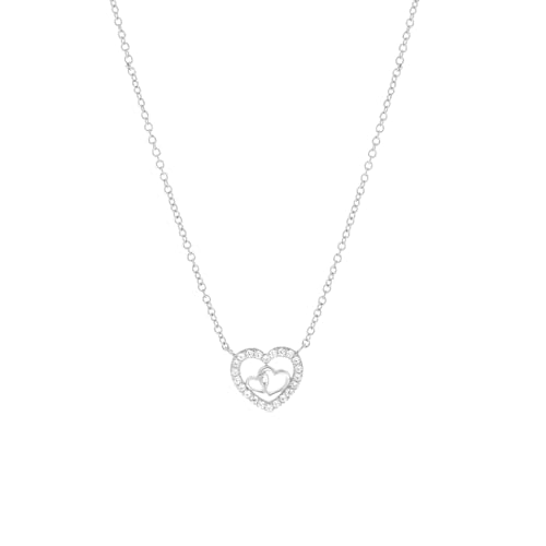Lucardi Damen Zilveren ketting met hanger hart zirkonia - Ketting - 925 Zilver - Zilverkleurig - 45 cm, 1, Zilver, Zirkonia von Lucardi