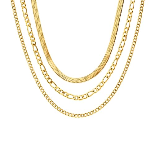 Lucardi - Frauen Halskette aus vergoldetem Stahl – Halsketten – Stahl – Gelbgold – 50 cm – nickelfrei, 50, Stahl, Ohne Stein von Lucardi