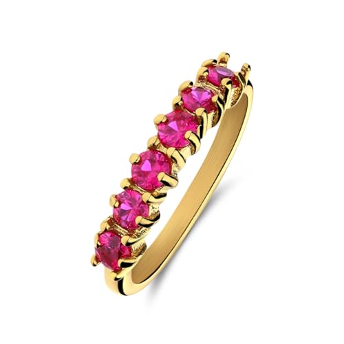 Lucardi - Frauen - Ringe - Stahl - Gelbgold - 15/47 mm, 17, Stahl, Zirkonia von Lucardi