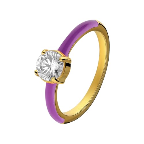 Lucardi - Frauen - Ringe - Stahl - Gelbgold - 19/60 mm, 19, Stahl, Zirkonia von Lucardi