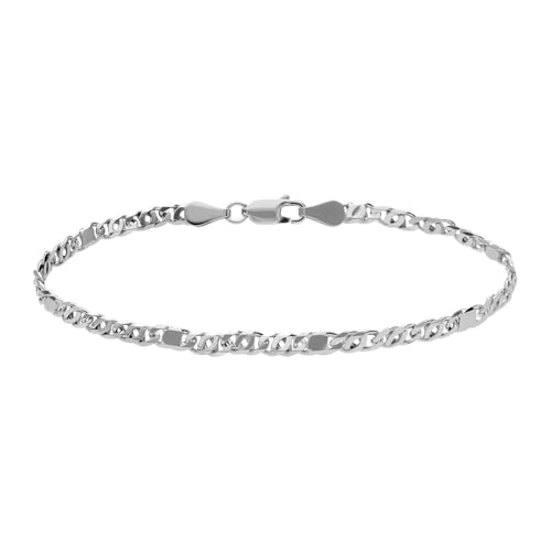 Lucardi - Herren - Armband ohne Anhänger mit Plattierung- Armband - 925 Silber - - Keine Stein - Silberfarbig- 20 cm - Nickelfrei von Lucardi