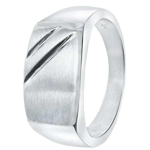 Lucardi - Herren Plattierter Ring - Rechteckig - Schmuck - Geschenk Silber von Lucardi