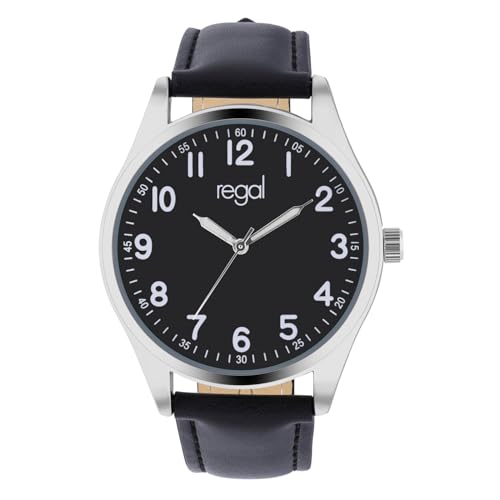 Lucardi - Herren Regal Herren-Armbanduhr mit PU-Armband. - Uhr - PU-Leder - Schwarz - 40 mm von Lucardi