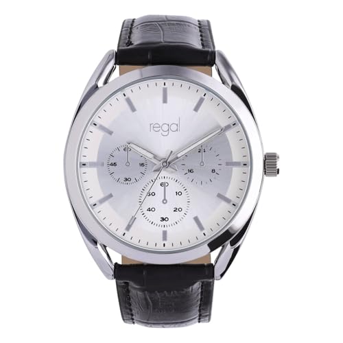 Lucardi - Herren Regal Herren-Armbanduhr mit schwarzem Armband - Uhr - PU-Leder - Schwarz - 34 mm von Lucardi