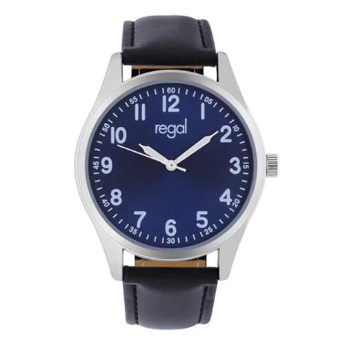 Lucardi - Herren Regal Herrenuhr mit schwarzem PU-Armband - Uhr - PU-Leder - Schwarz - 40 mm von Lucardi