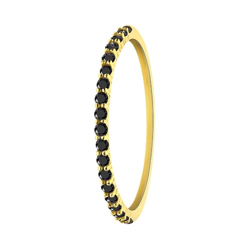 Lucardi - Damen Ring, 585 Gelbgold, mit schwarzem Zirkonia - Ring - 585 Gold - Gelbgold - 16/50 mm - Nickelfrei von Lucardi