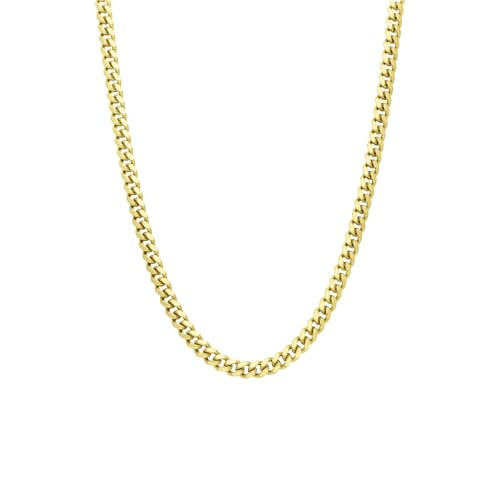 Lucardi - Kinder Gerecycled zilveren goldplated Gourmetschakel Halskette – Ketting – 925 Zilver – Goudkleurig – 45 cm, 3, Zilver, Geen von Lucardi