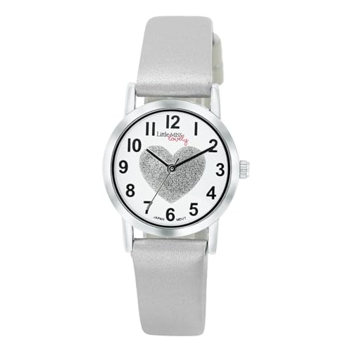 Lucardi - Kinder Little Miss Lovely Armbanduhr mit grauem PU-Armband - Uhr - PU-Leder - Weiß - 25 mm von Lucardi