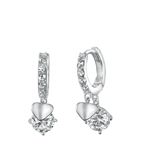 Lucardi - Kinder Ohrringe mit Plattierung - Herzförmig - Schmuck - Geschenk Silber von Lucardi