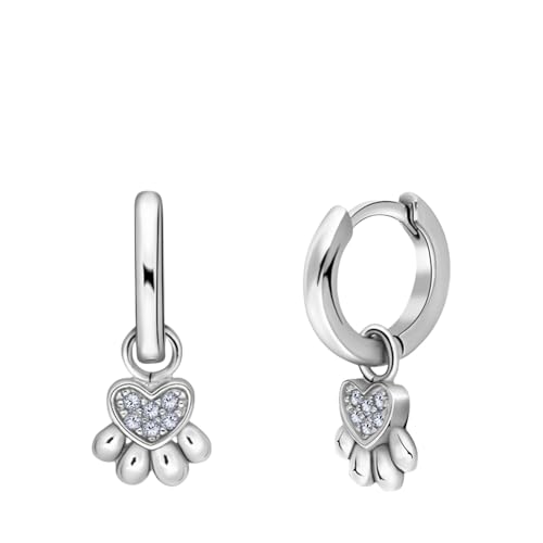 Lucardi - Kinder Silberne Ohrringe mit Anhängern in Form einer Hundepfote Zirkonia - Ohrringe - 925 Silber - Silberfarbig - Nickelfrei von Lucardi