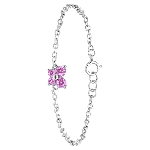 Lucardi - Kinder Silbernes Kinderarmband Schmetterling Zirkonia - Armband - 925 Silber - Silberfarbig - 15 cm - Nickelfrei von Lucardi