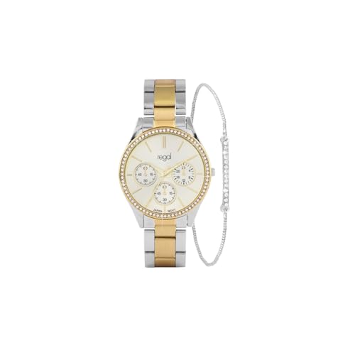 Lucardi Regal - Armbanduhr & Armband in Muttertagsgeschenkbox - Damen Uhr - Spritzfest - Analog - Mit Stahlband - Silber Gold von Lucardi