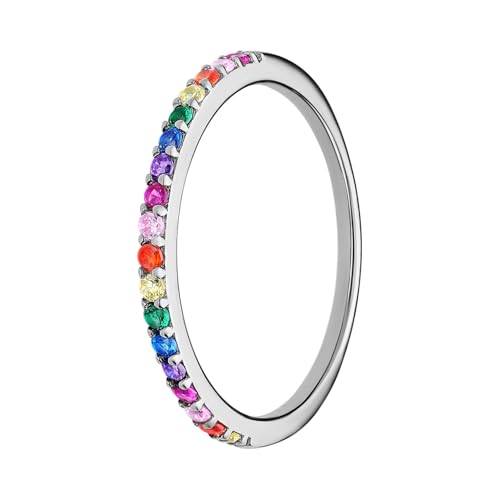 Lucardi - Damen Ring aus 925er Silber, mehrfarbig, Zirkonia - Ring - 925 Silber - Silberfarbig - 15.50/49 mm - Nickelfrei von Lucardi