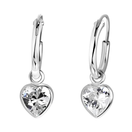 Lucardi - Silber Ohrringe mit Herz-Anhänger mit Zirkonia - 925 Silber - für Mädchen von Lucardi