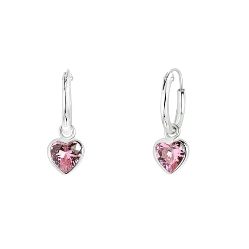 Lucardi - Silber Ohrringe mit Herz mit rosafarbenem Zirkonia - 925 Silber - für Mädchen von Lucardi