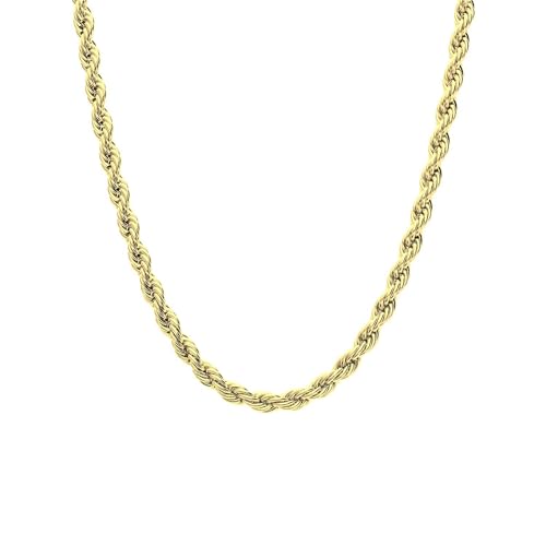 Lucardi - Unisex Halskette aus vergoldetem Stahl, Kordel 5 mm – Halsketten – Stahl – Gelbgold – 55 cm – nickelfrei, 5, Stahl, Ohne Stein von Lucardi