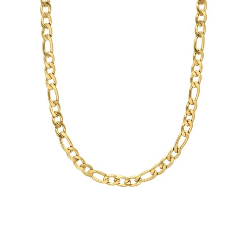 Lucardi - Unisex Kette aus Figaro-Stahl, 5 mm – Halsketten – Stahl – Weißgold – 45 cm – nickelfrei, 5, Stahl, Ohne Stein von Lucardi
