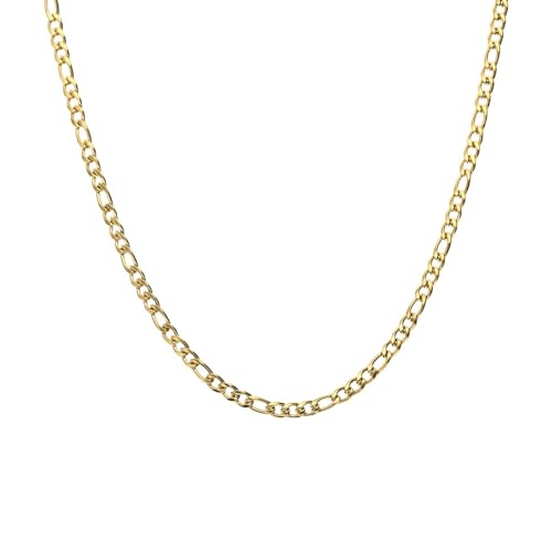 Lucardi - Unisex Kette aus Stahl, Figaro, 4 mm, Halsketten – Stahl – Weißgold – 45 cm – nickelfrei, 4, Stahl, Ohne Stein von Lucardi