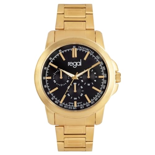 Regal - Armbanduhr - Herren Uhr - Spritzfest - Analog - Mit Lederband - Gold von Lucardi