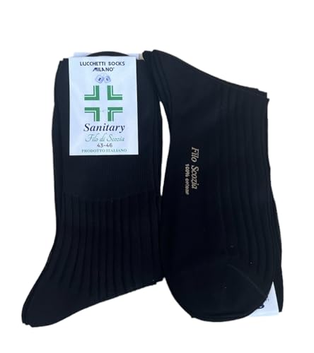 Herren socken Gesundheitssocken 6 paar 100% Baumwolle MADE IN ITALY (10 ½ 11 (39-42), Schwarz) von Lucchetti Socks Milano