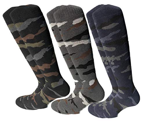 Lucchetti Socks Milano 6 PAAR lange Thermosocken für Herren aus schwerem Thermofleece-Baumwollschwamm (39–42, 3 Paar Tarnung) von Lucchetti Socks Milano