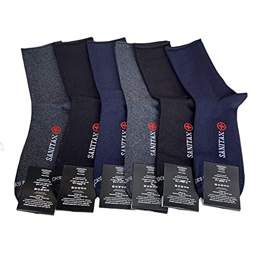 Lucchetti Socks Milano - Warme Socken Herren - 6 Paar - Socken Baumwolle, ohne Gummi, Lasergeschnitten, Strümpfe Herren Made in Italy - 35 bis 40 und 40 bis 46 (40-46, 2 SCHWARZ - 2 BLAU. 2 ANTHRAZIT) von Lucchetti Socks Milano