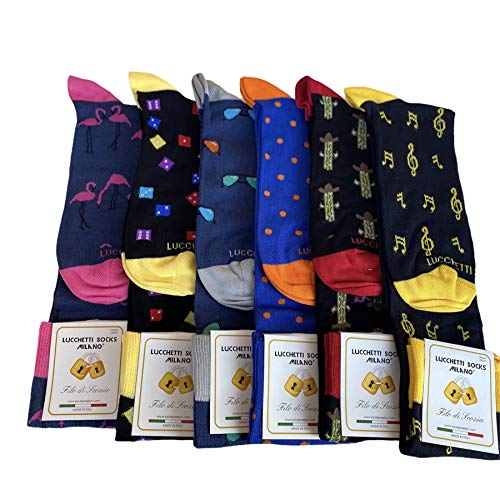6 Paar Herrensocken lang Schottlandgarn Muster Baumwolle bunt Punkte Streifen lustige Designs Made in Italy, Summer Party Set, 41-46 6 Paar Herrensocken lang Schottlandgarn Muster Baumwolle bunt Punkte Streifen lustige Designs Made in Italy, Summer Party Set, 41-46 von Lucchetti Socks Milano
