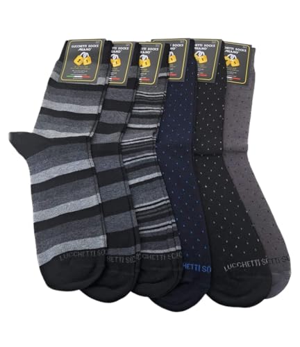 Schlösser Socks Milano 6 Paar Socken Herren kurz warm 100% Baumwolle Made in Italy weich Einheitsgröße von Lucchetti Socks Milano