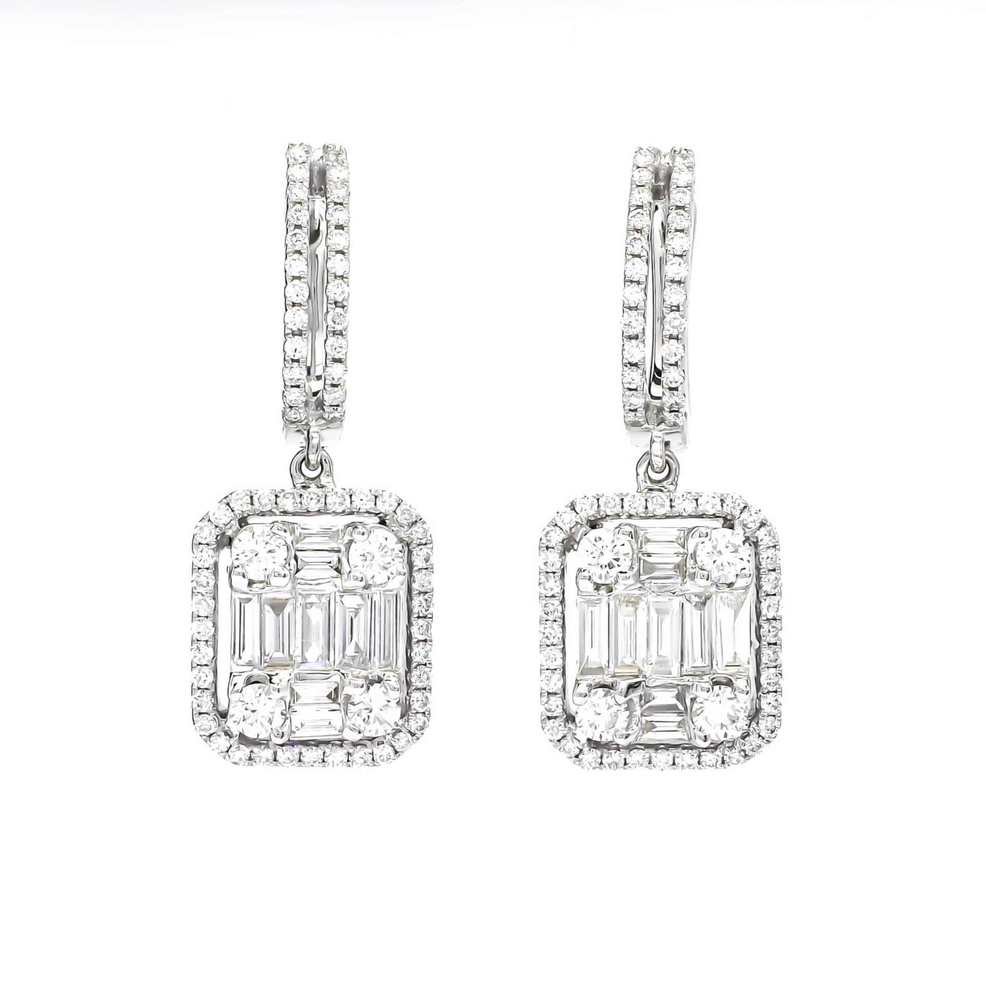 Natürliche Diamant Ohrringe. 18Kt Weißgold Ohrring, Hochzeit Brautschmuck Geschenke, Brillantschliff Einzigartige Zierliche Ohrringe von LuceeDiamonds