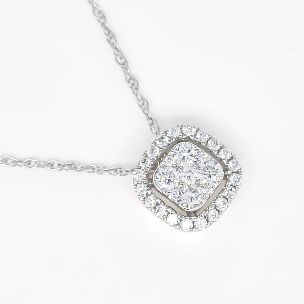 Natürlicher Diamant Anhänger, 18Kt Weißgold Anhänger Halskette P067404, Solitär Halskette, Feiner Diamantschmuck Für Damen von LuceeDiamonds