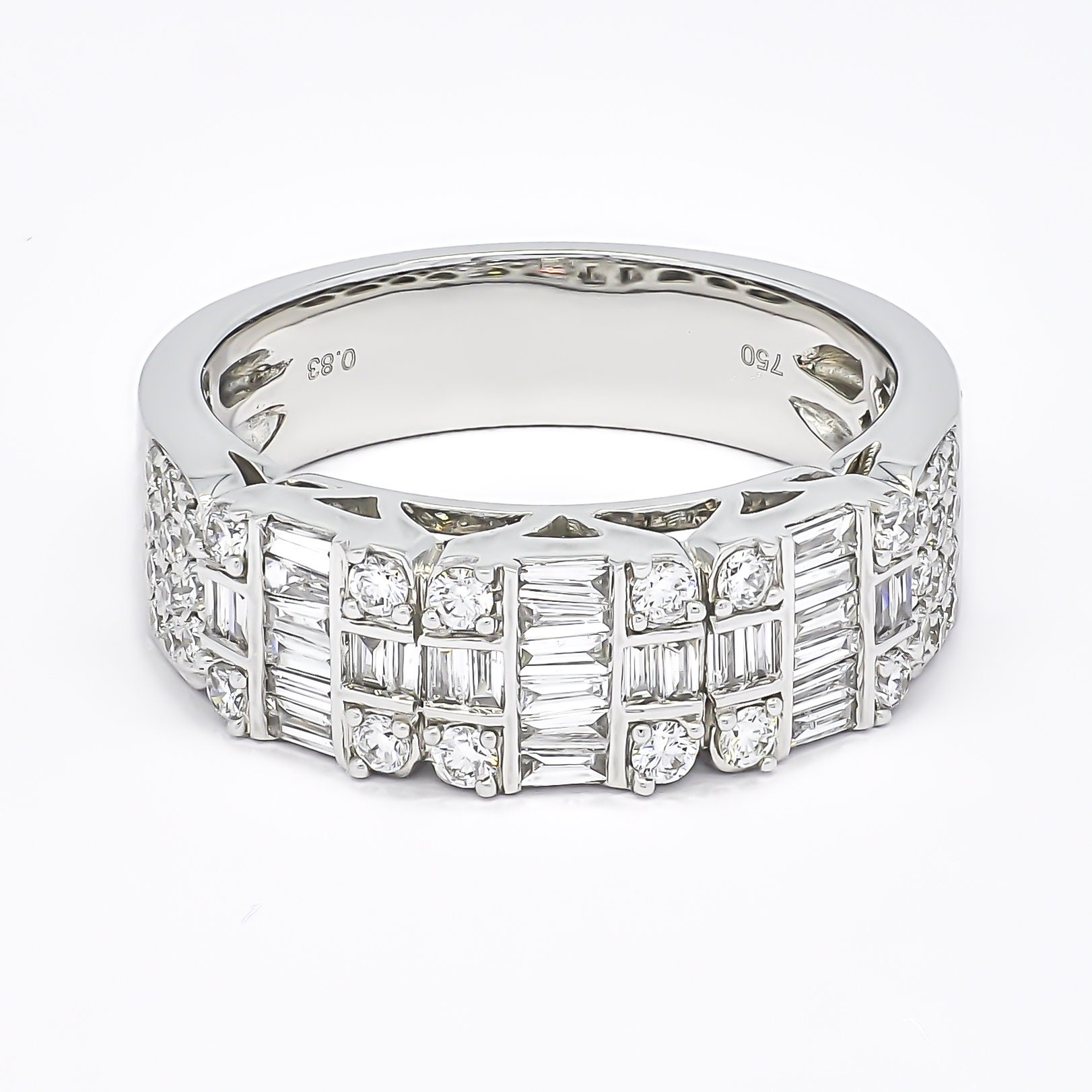 Natürlicher Diamant Ring, 18K Weißgold Halb Eternity Band, Cluster Statement Ring von LuceeDiamonds