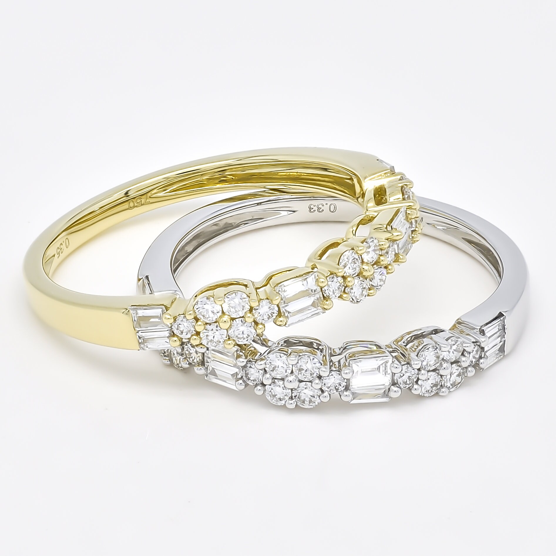 Natürlicher Diamant Ring, 18Kt Gold Multi Form Cluster Art Dec Ring von LuceeDiamonds