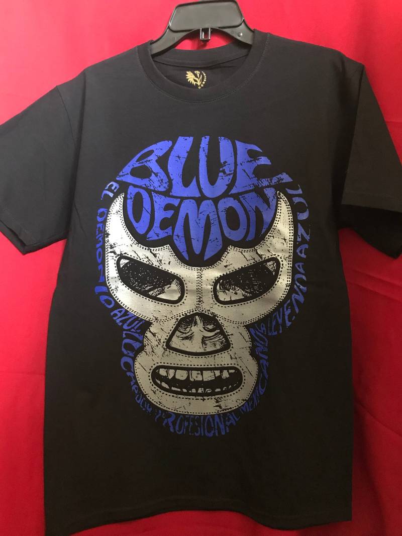Lucha Libre Shirt Pentagon Jr Rey Mysterio Blaue Dämonen Maske von Luchalibrenation