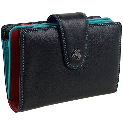 Visconti Damen Geldbörse aus weichem Leder mit 12 Kreditkartenfächern in Geschenkkarton Spectrum von Luchiano Visconti
