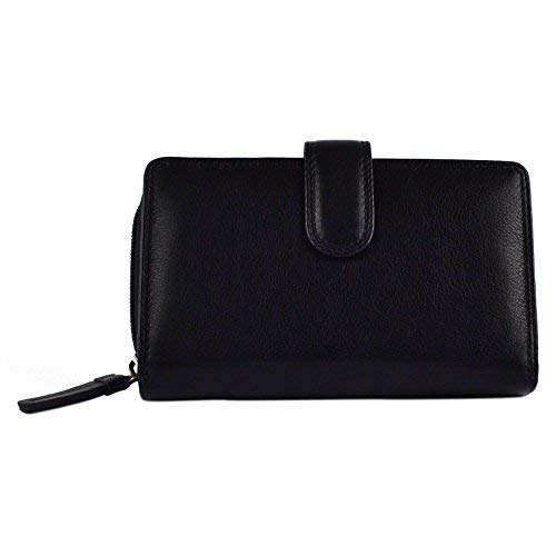 Visconti Damen-Medium Leder Geldbörse/Portmonee Heritage Collection Verpacktes Geschenk 4-farbig - Schwarz, nicht präsent, 15cm x 9.5cm x 3.5cm von Luchiano Visconti