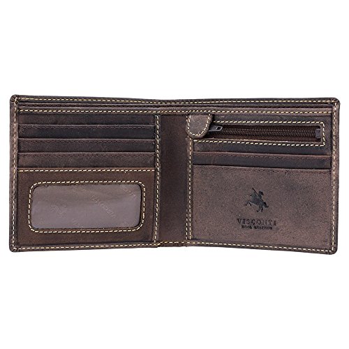Visconti Hunter Leather Wallet Shield 707 RFID Protection, Braun, 10cm x 9cm, Klassisch von Luchiano Visconti