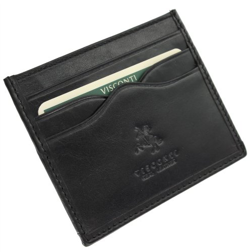 Visconti Monza Kollektion Kreditkartenhalter Kreditkartenetui POMPEII, Leder, schmal MZ1 Schwarz von Luchiano Visconti