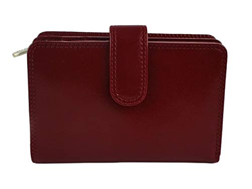 Visconti Top Qualität Damen Italienische Leder Geldbörse Monza Verpacktes Geschenk in 2 Farben - Rot, Dimensions: Approx 17cm x 9cm (6.75" x 3.5") von Luchiano Visconti