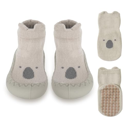 Luchild Sockenschuhe Kinder Baby Socken, 12-18 Monate Baby Jungen Mädchen erste Walking Schuhe Kleinkind Kleinkind Braun Koala Socke Hausschuhe von Luchild