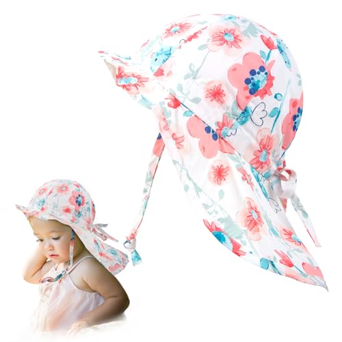 Luchild UV Mütze Kinder, Sonnenhut Baby UPF 50+ Einstellbare, Mädchen Schwimmmütze mit,Atmungsaktiv & Schnelltrocknend Sommerhut,UV Bademütze,Sonnenmütze Kinder Mit Nackenschutz Für Jungen MäDchen(51) von Luchild