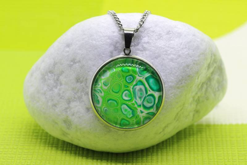 Anhänger Mit Fluid Art, Einzelstück, Cabochon Ø 25 Mm, Edelstahl von LuciDdreamSFluidArt