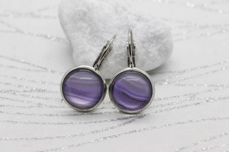 Ohrringe, Fluid Art, Klappbrisuren, Edelstahl, Einzelstücke von LuciDdreamSFluidArt