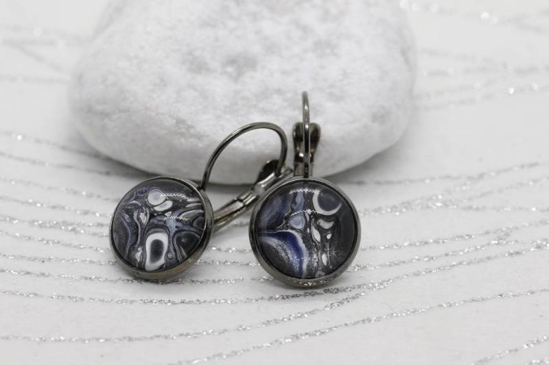 Ohrringe, Fluid Art, Klappbrisuren, Einzelstücke von LuciDdreamSFluidArt