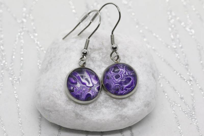 Ohrringe, Ohrhänger, Fluid Art, Edelstahl, Einzelstücke von LuciDdreamSFluidArt