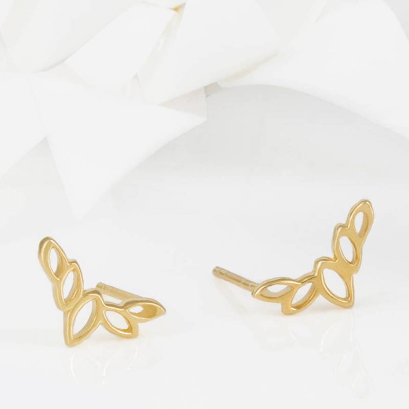 Flor Gold Olive Blatt Ohrstecker von LucieLocketStudio